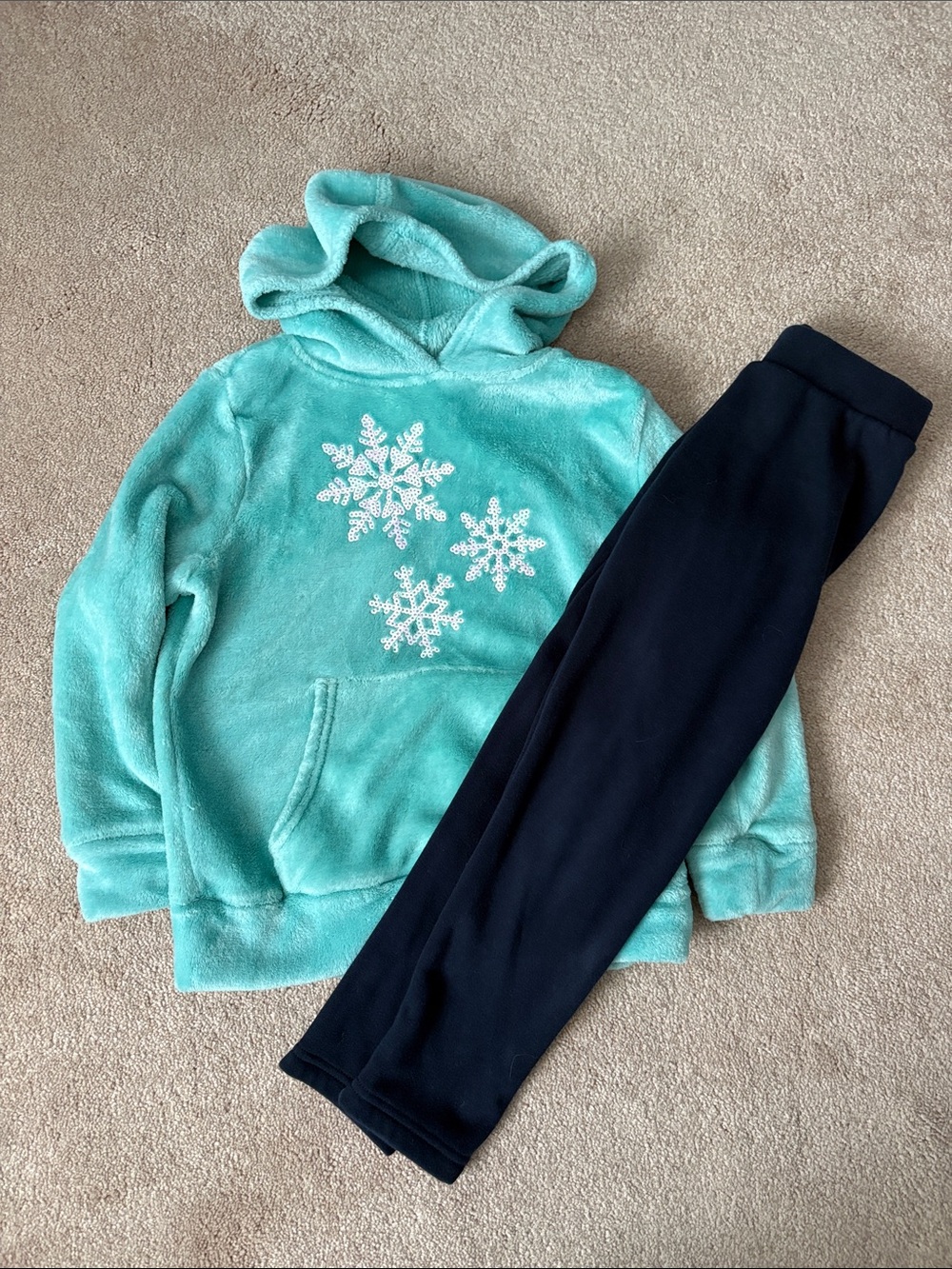 Falls Creek Aqua Snowflake Fleece Hoodie & Navy Joggers